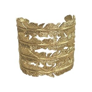 Boho Gold Feather Cuff Bracelet